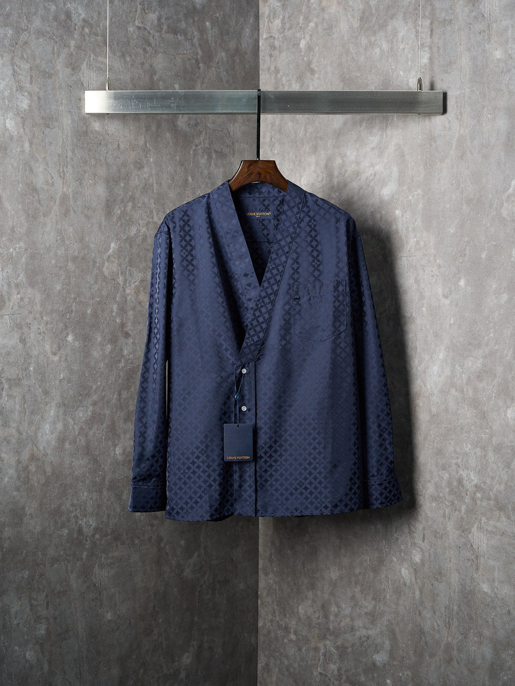 LV Nigo Collaboration Series Four-Leaf Clover Jacquard Kimono-Style Long-Sleeved Shirt