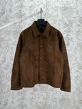 LV Monogram Embridered Suede Leather Jacker Shirt