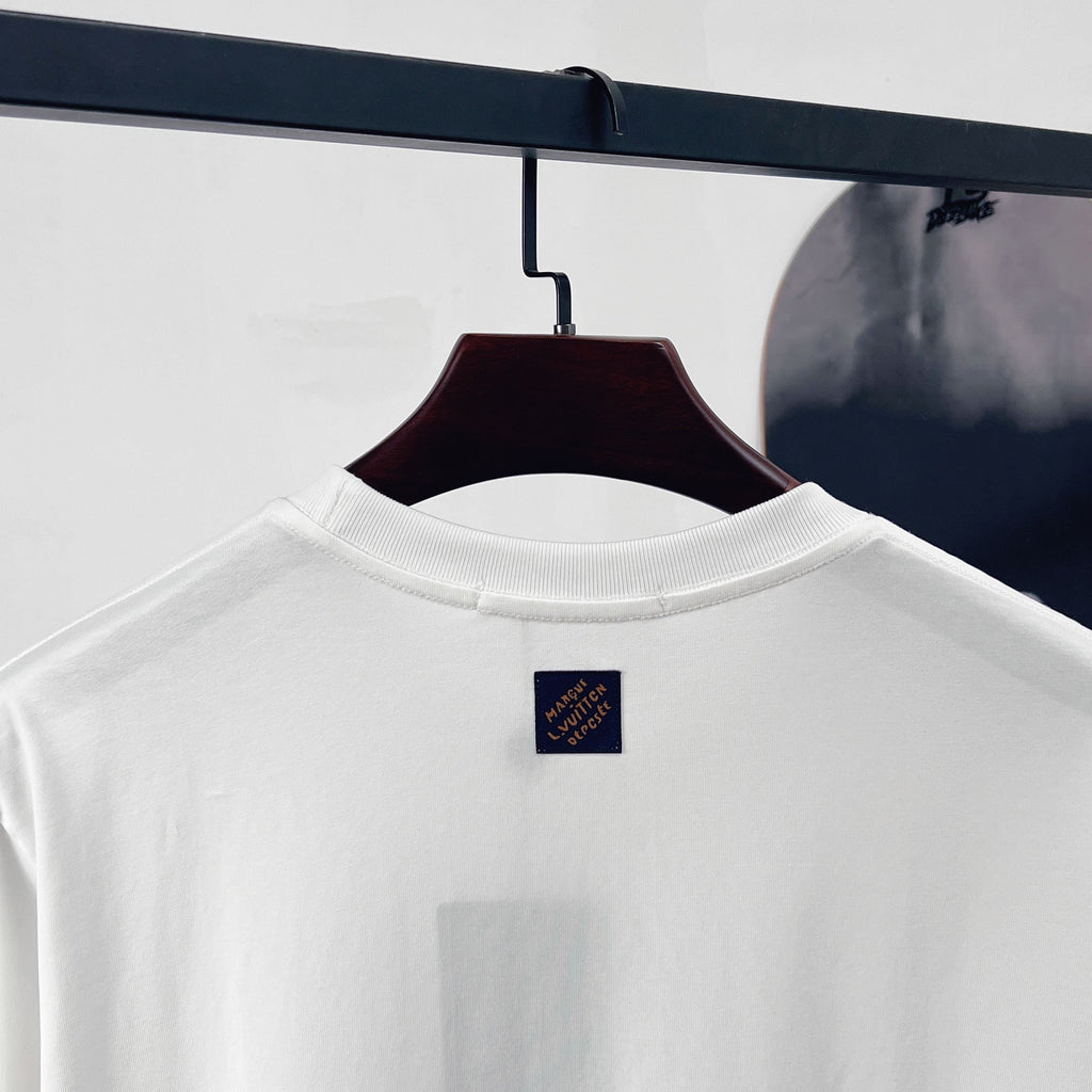 LV Earth flocked Print- Sleeve T-Shirt