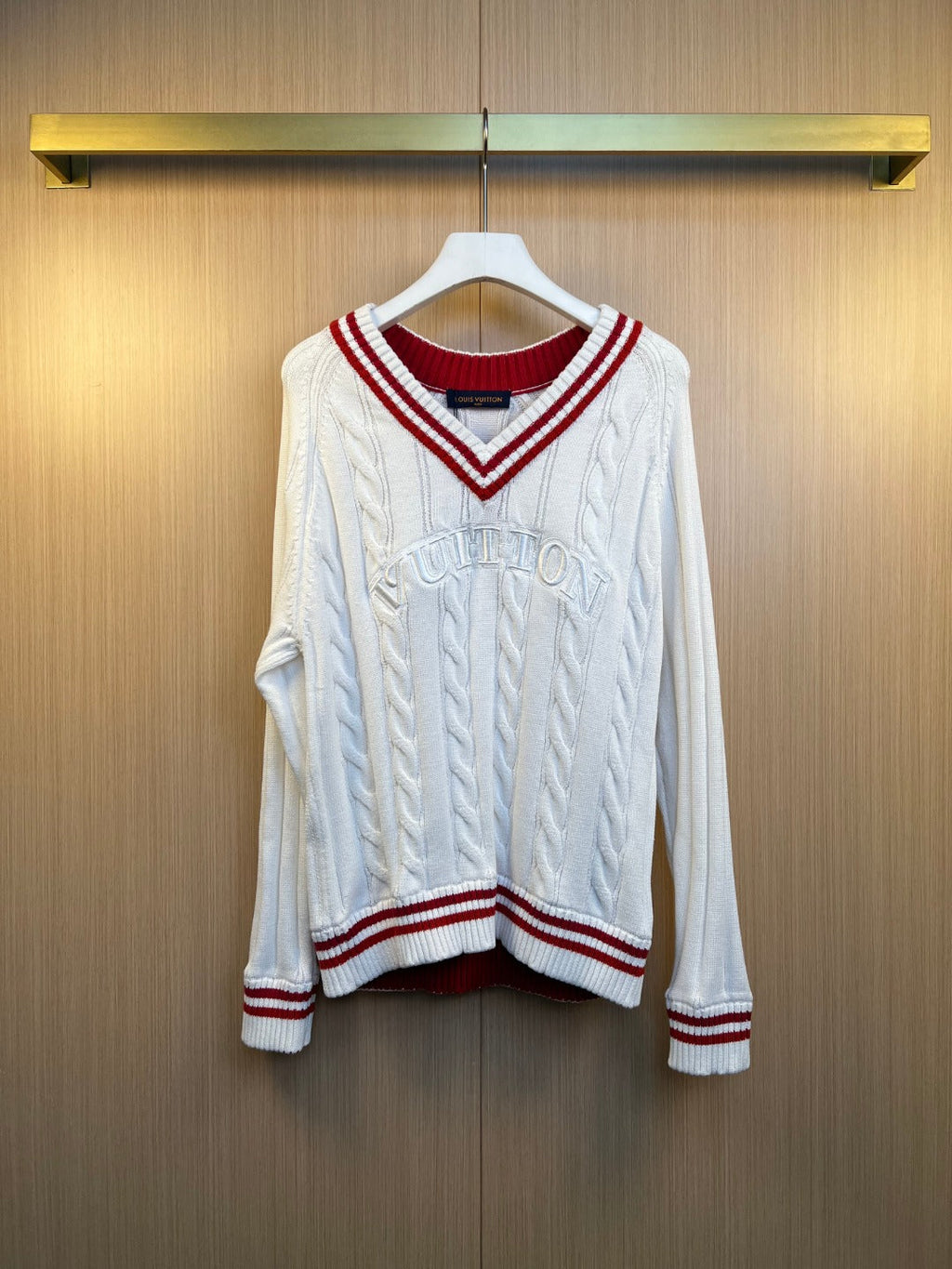 LV Women's Heavy Embroidery V-Neck Knit Sweater