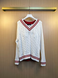LV Women's Heavy Embroidery V-Neck Knit Sweater