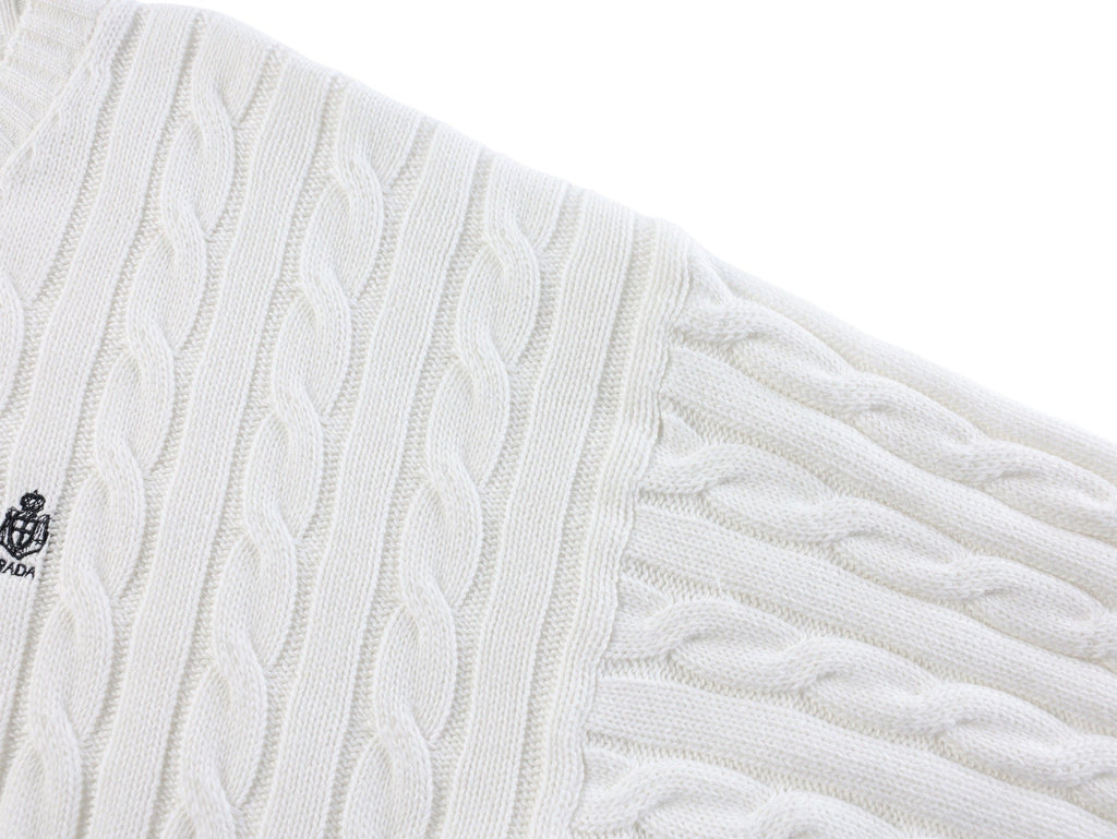 Prada Embroidered Cable Knit Sweater