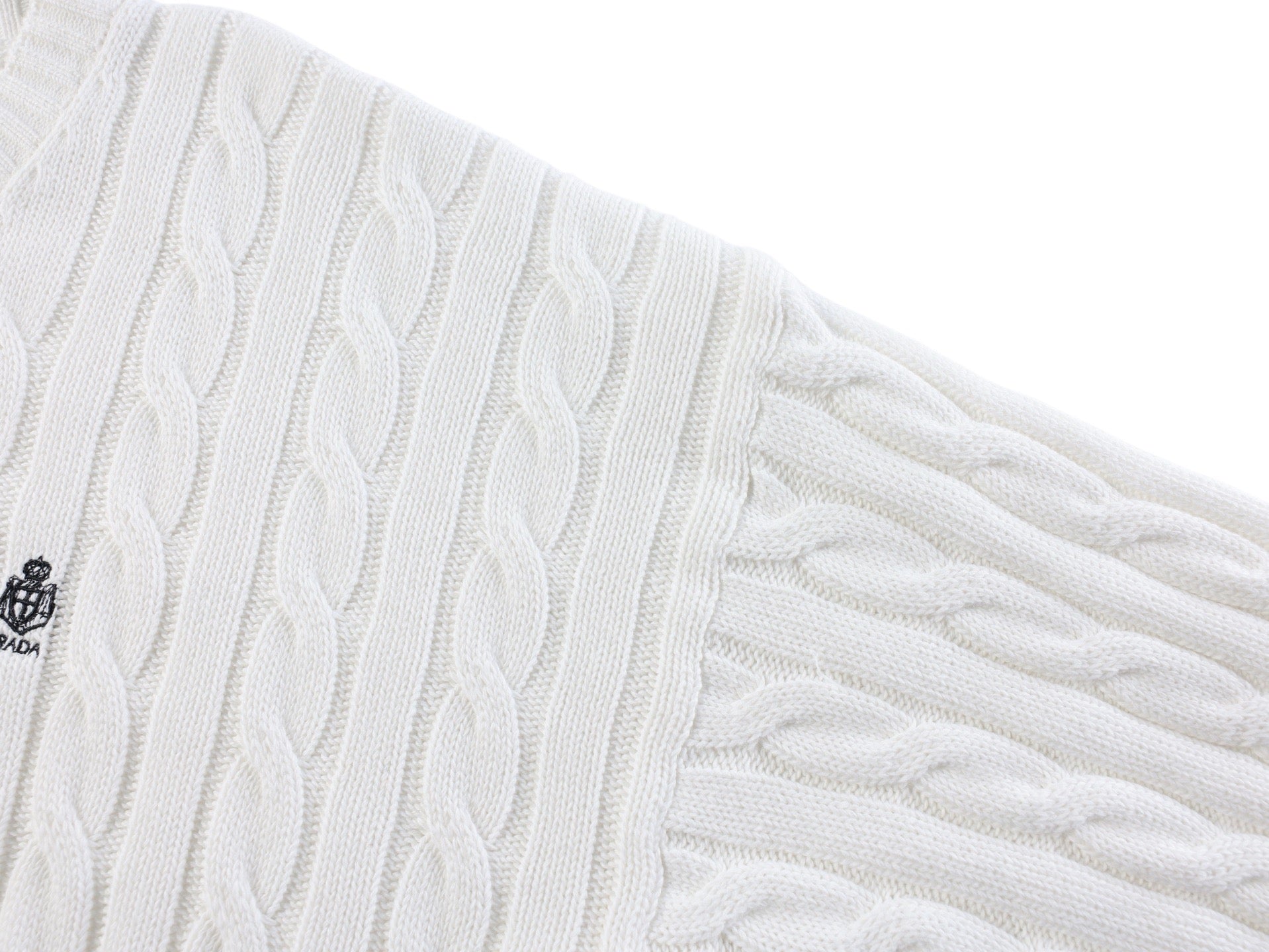 Prada Embroidered Cable Knit Sweater
