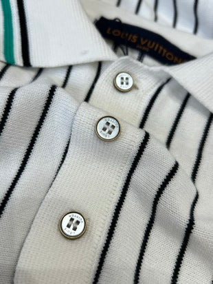 LV Striped Knit Short-Sleeve Shirt