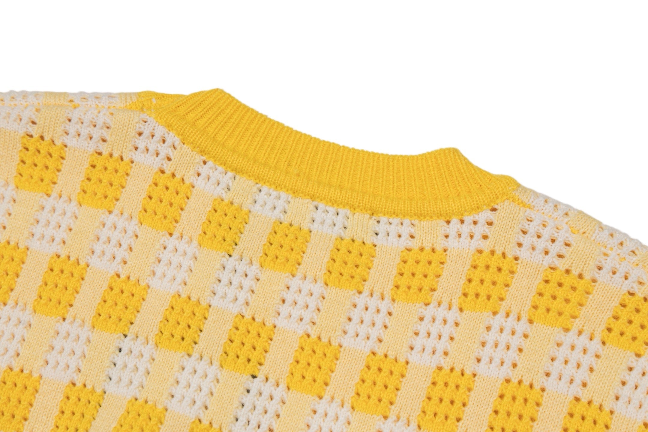LV Perforated Checkered Tweed Crew Neck Sweater