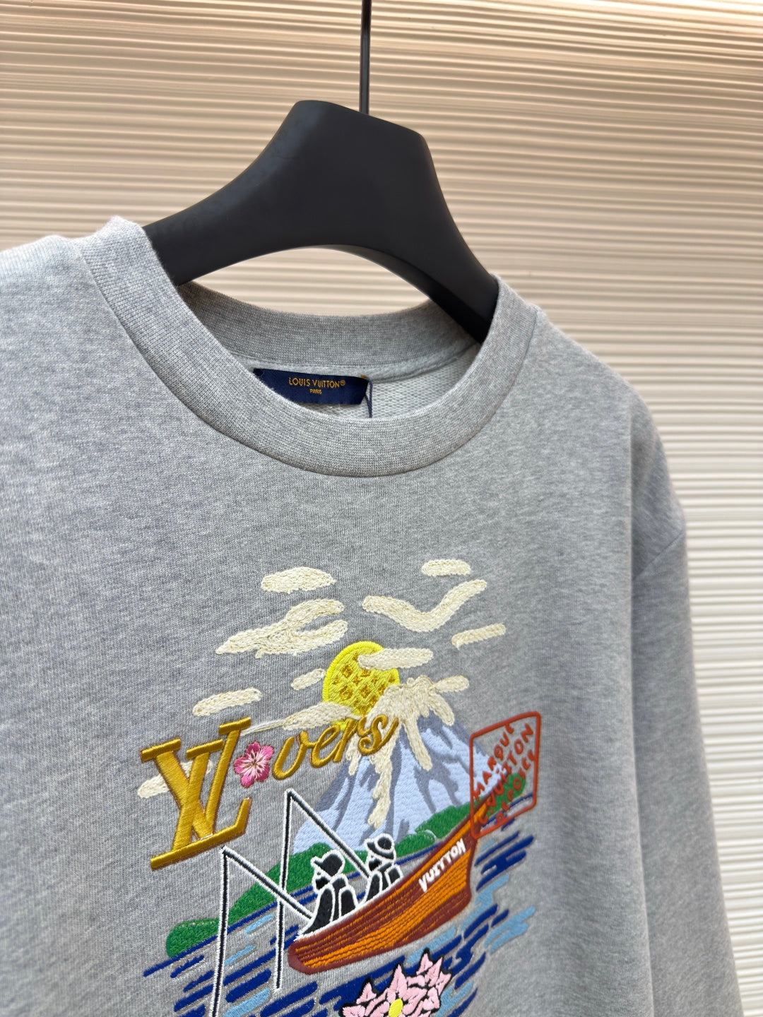 LV Fishing Embroidered Crew Neck Sweatshirt