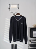 LV Embroidered Knit V-neck Sweater