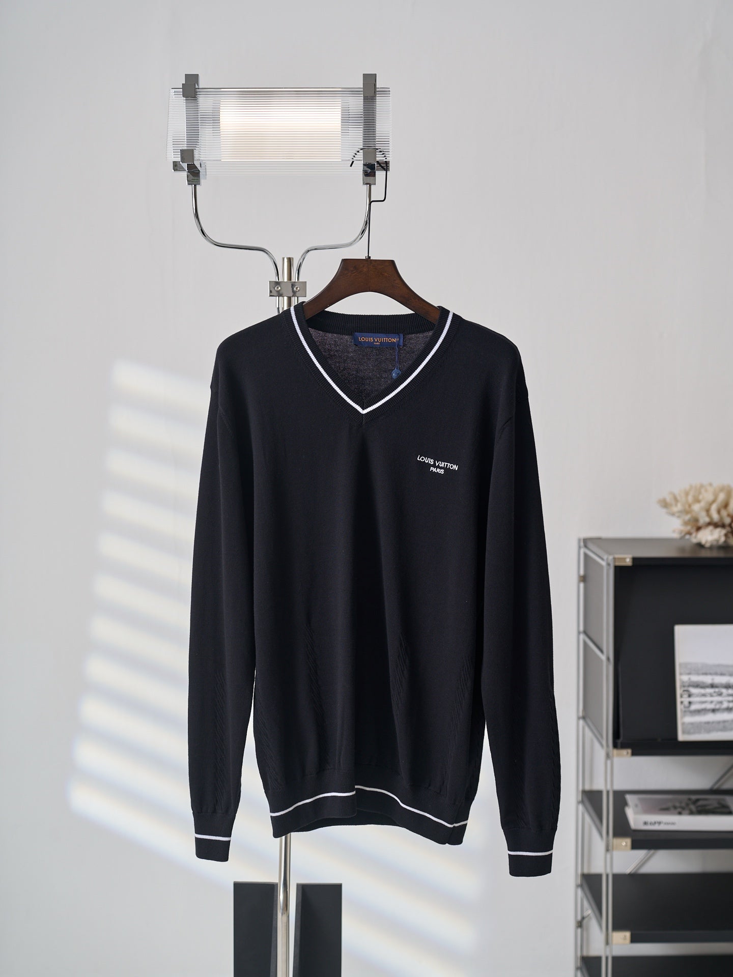 LV Embroidered Knit V-neck Sweater