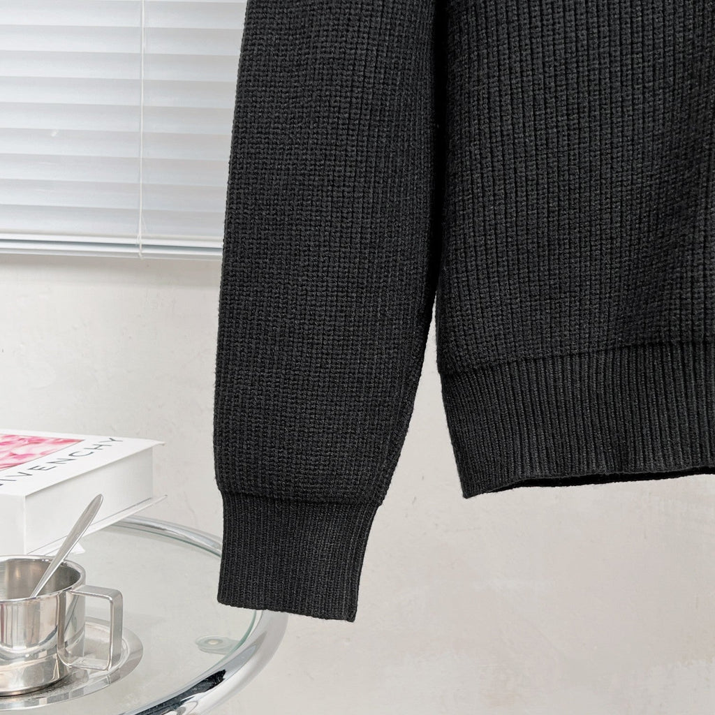 LV Jacquard Zip-Up Turtleneck Sweater