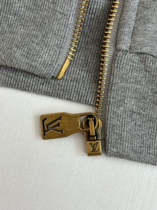 LV Embroidered Zip-Up Hoodie