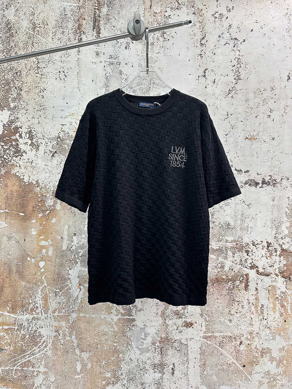 LV Black Jacquard Embroidered T-Shirt