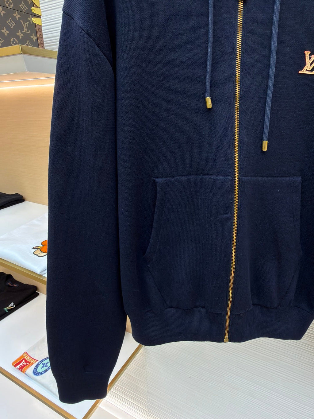 LV Monogram Leather Tag Zip up Hoodie