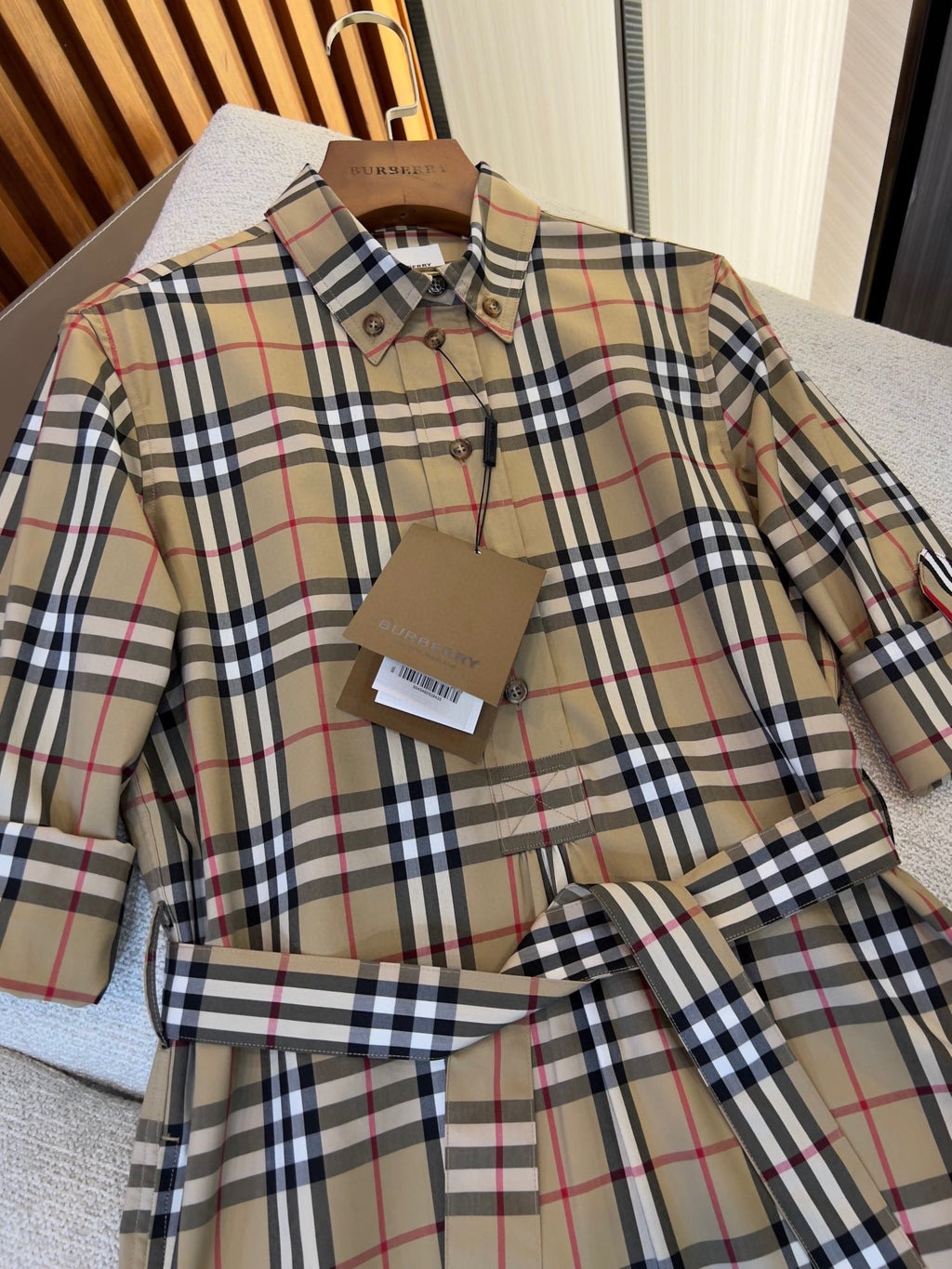 Burberry stretch cotton tie-waist shirt dress