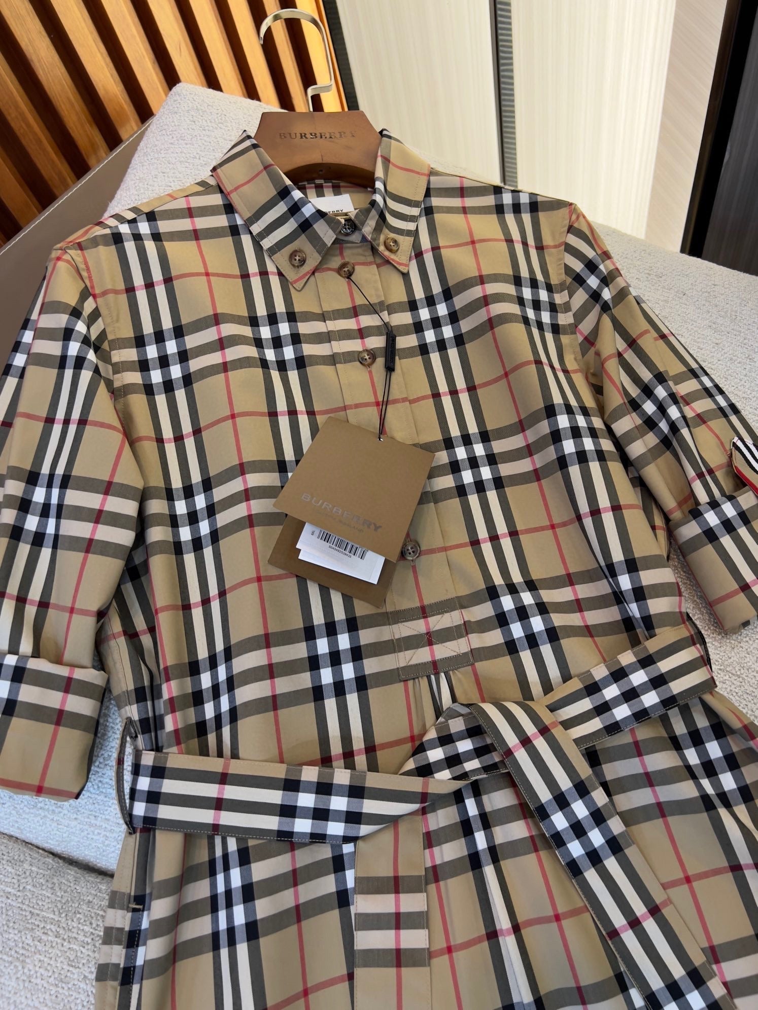Burberry stretch cotton tie-waist shirt dress