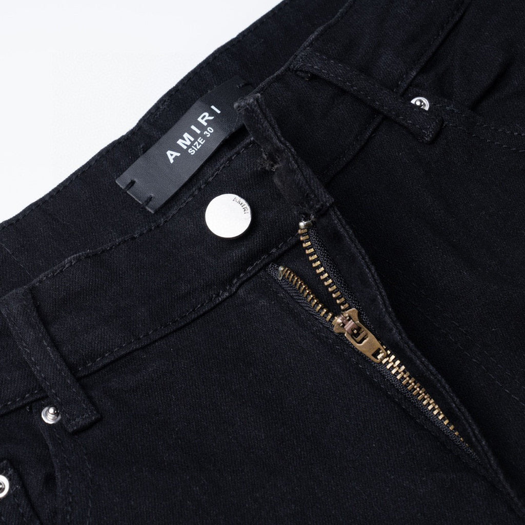 AMIRI black ripped and rhinestone-embellished high-street jeans!