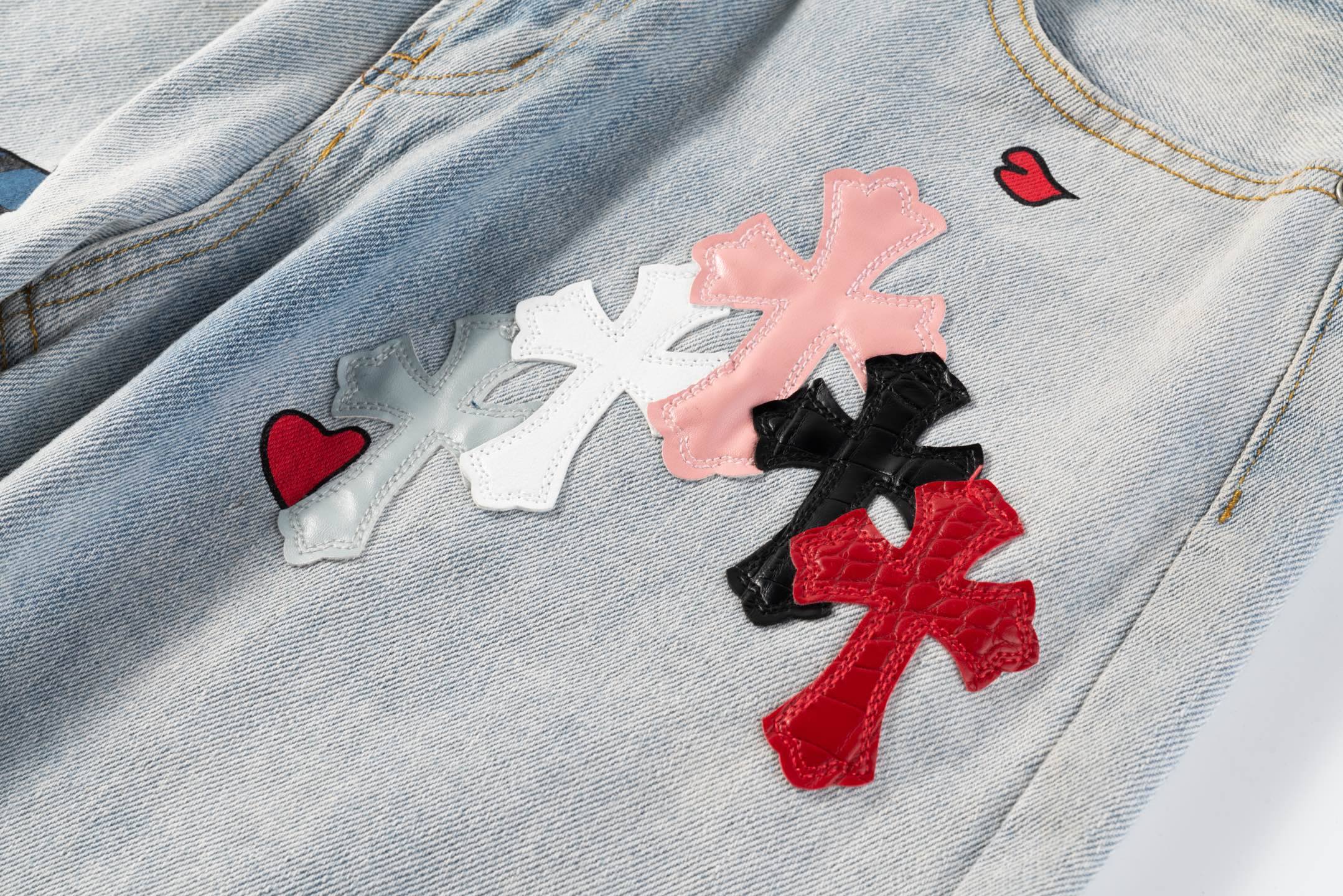 Chrome Hearts CH Graffiti Ghost Face Patchwork Jeans