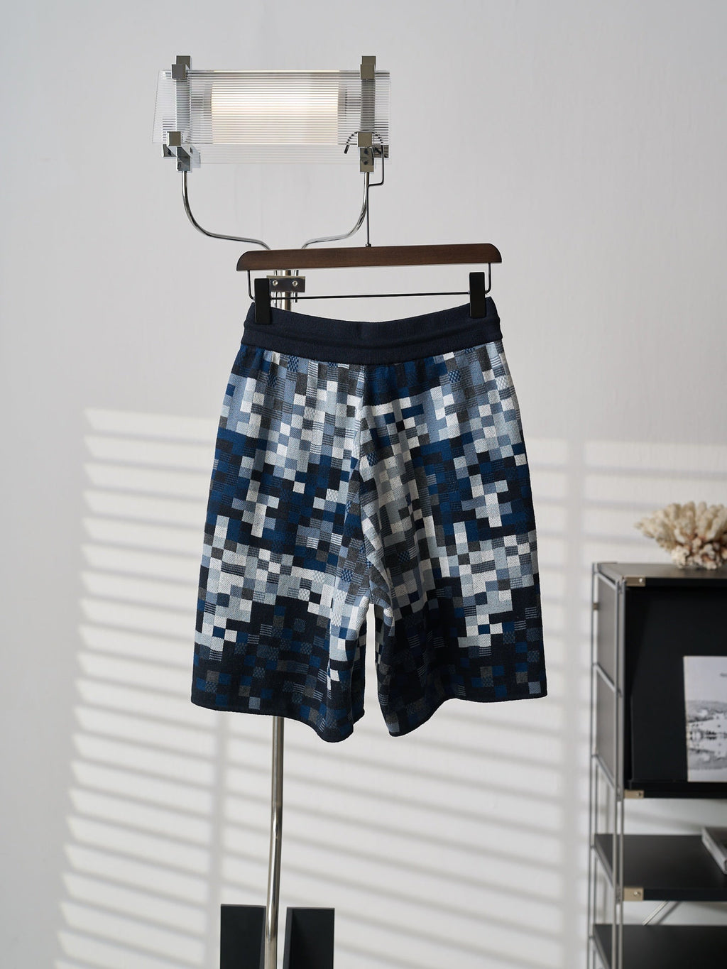 LV Embroidery Leather Camo Jacquard Knit Shorts