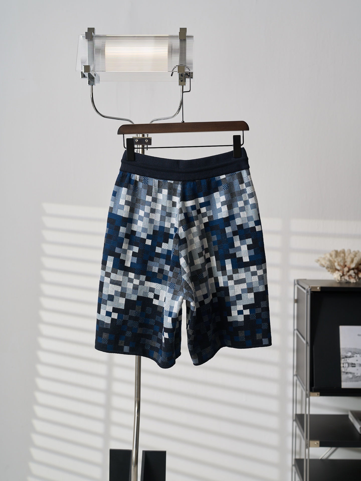 LV Embroidery Leather Camo Jacquard Knit Shorts