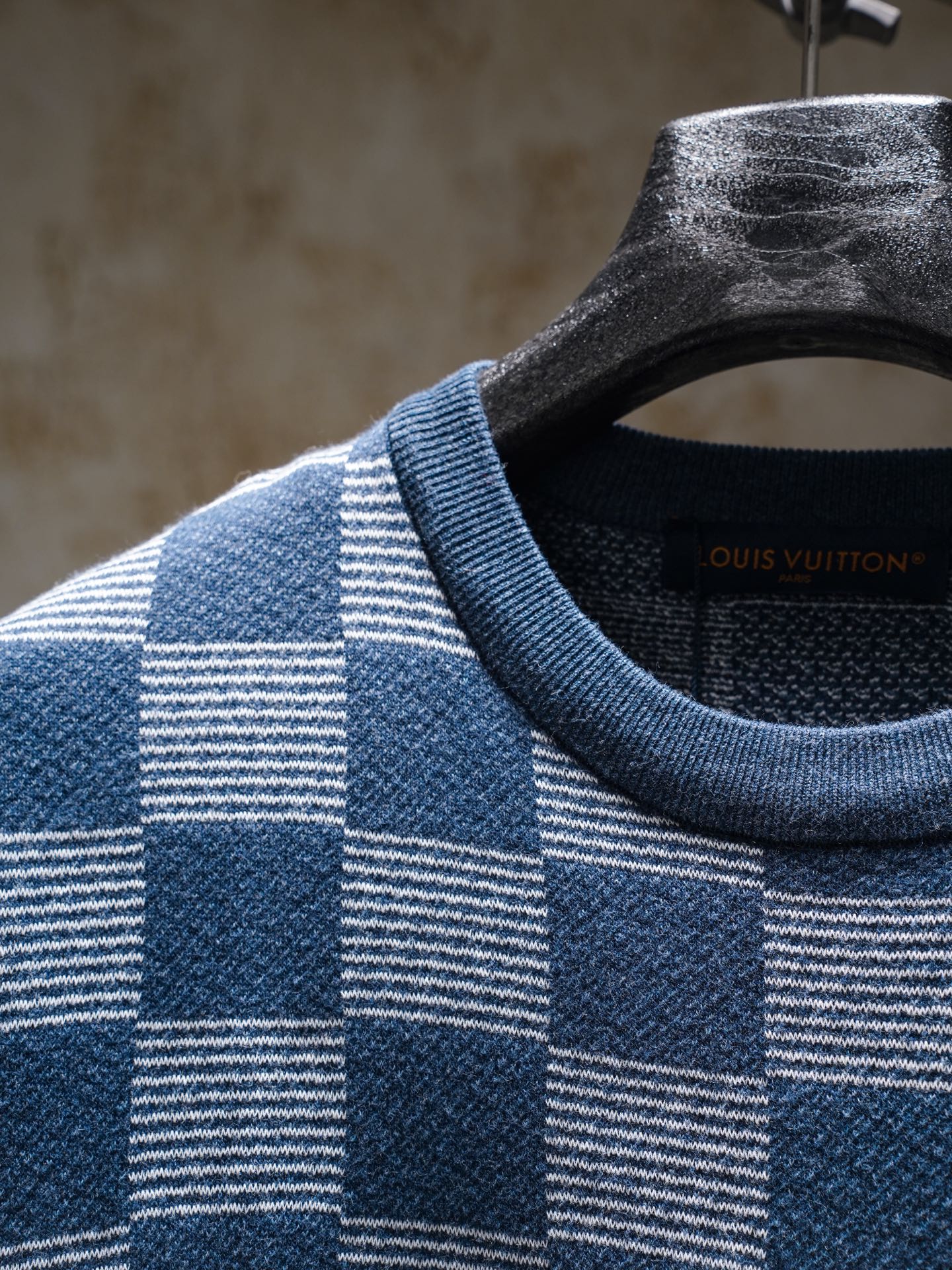 LV ×Nigo Checkered Knit Crew Neck Shirt
