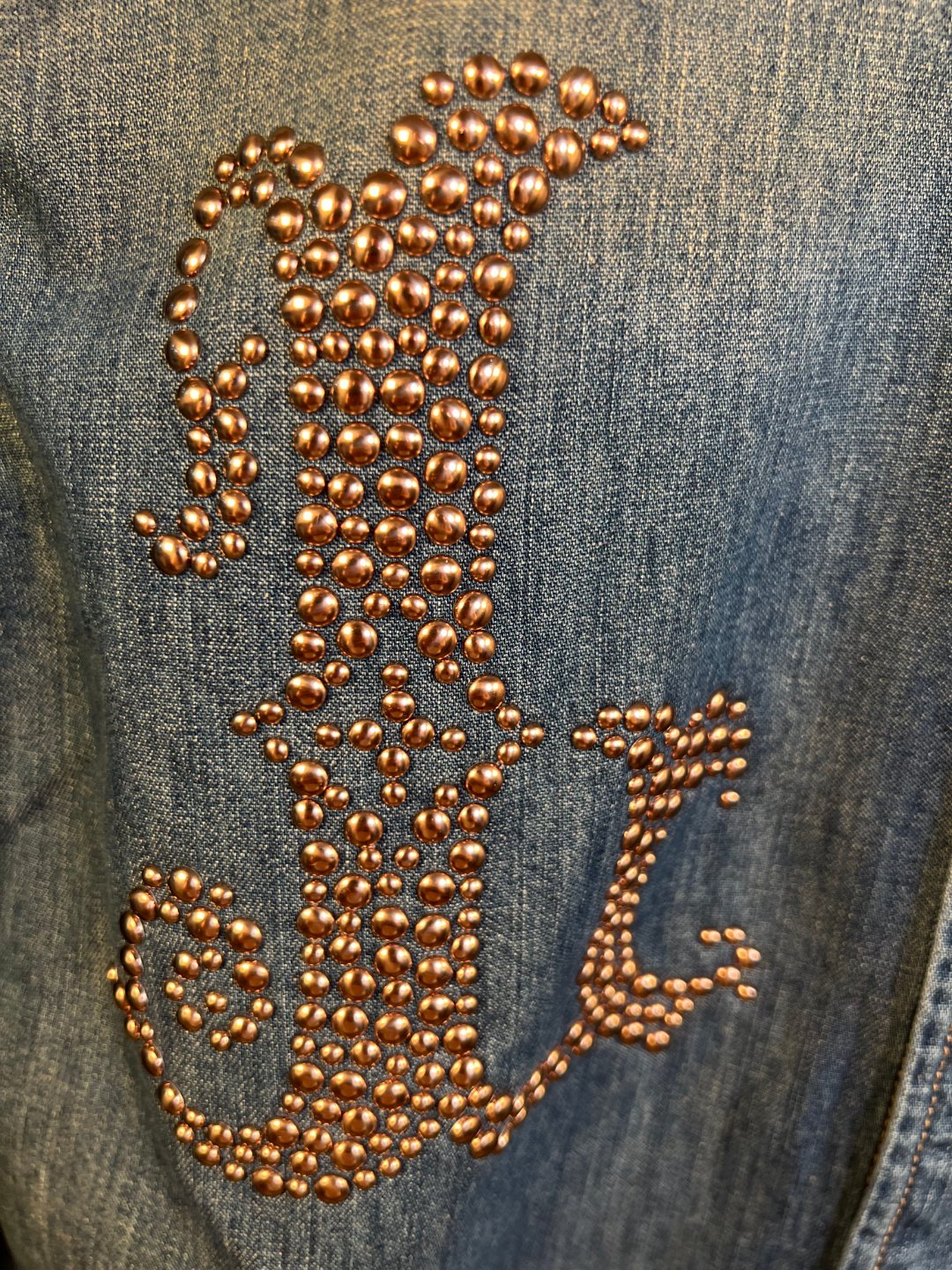 LV Long-sleeved Studded Denim Shirt