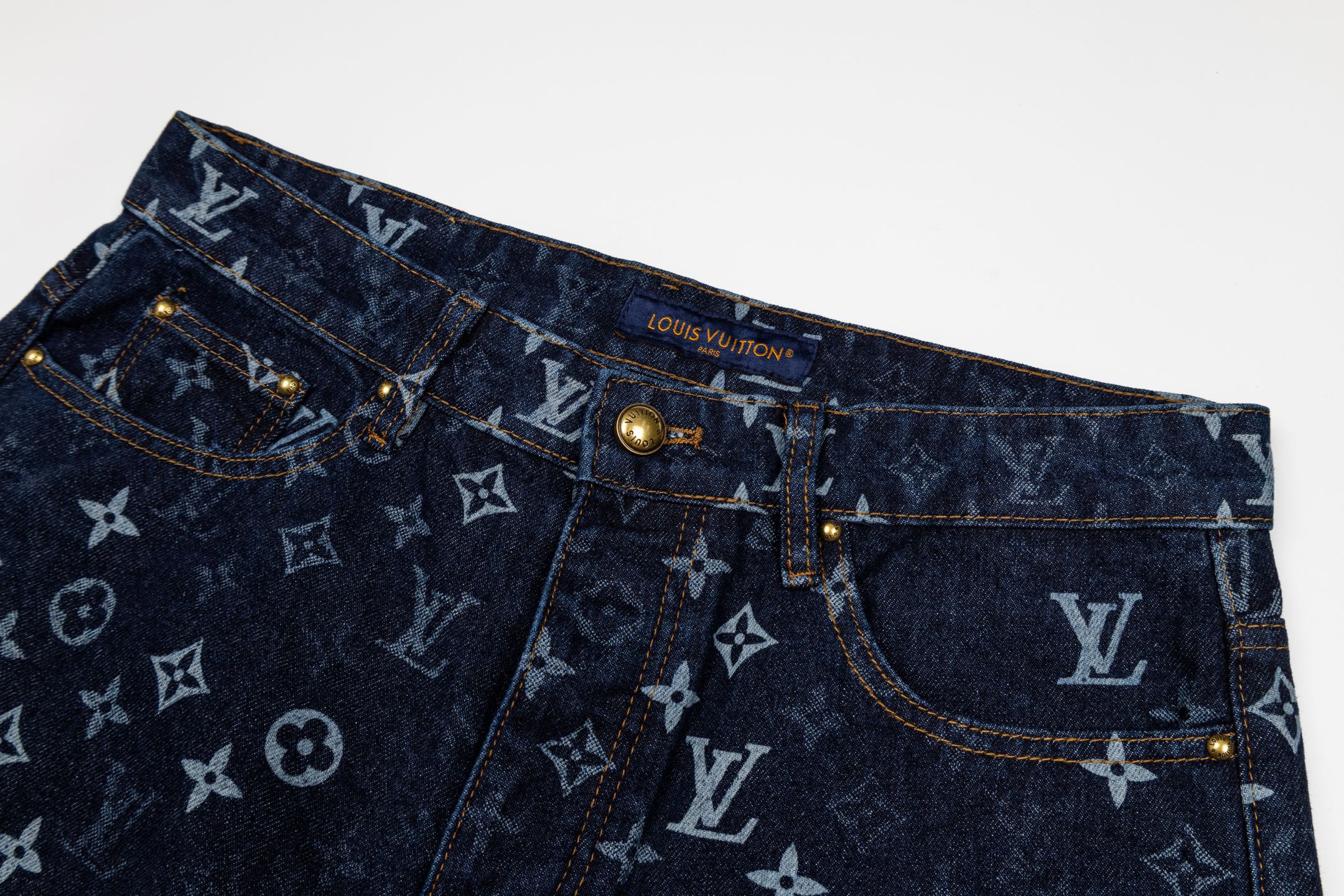 LV Denim Straight-Leg Jeans