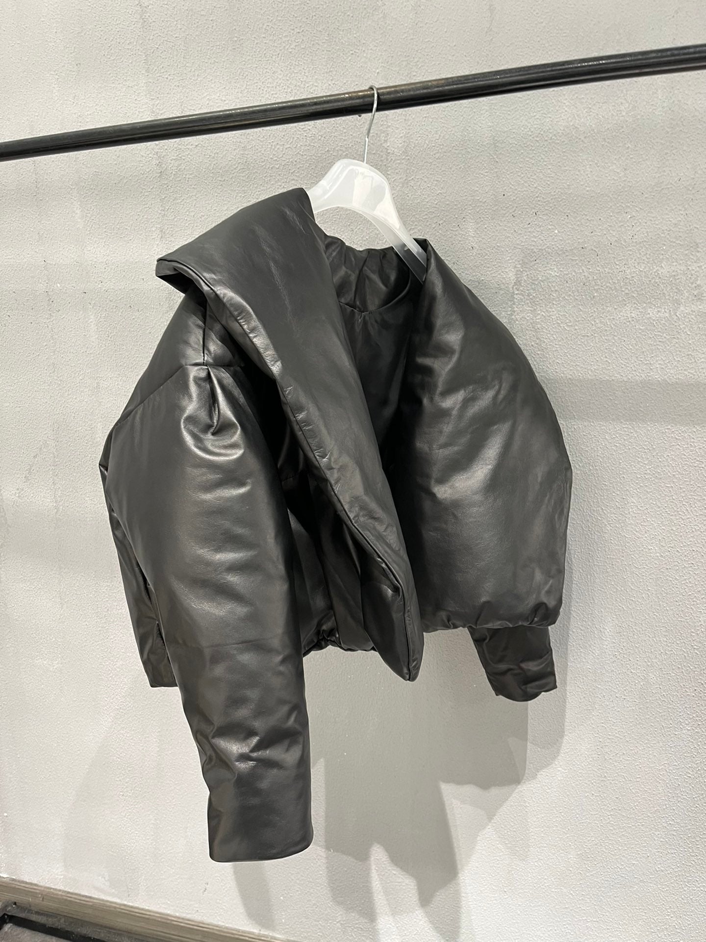 Women's YSL Embroidered Leather Down Jacket