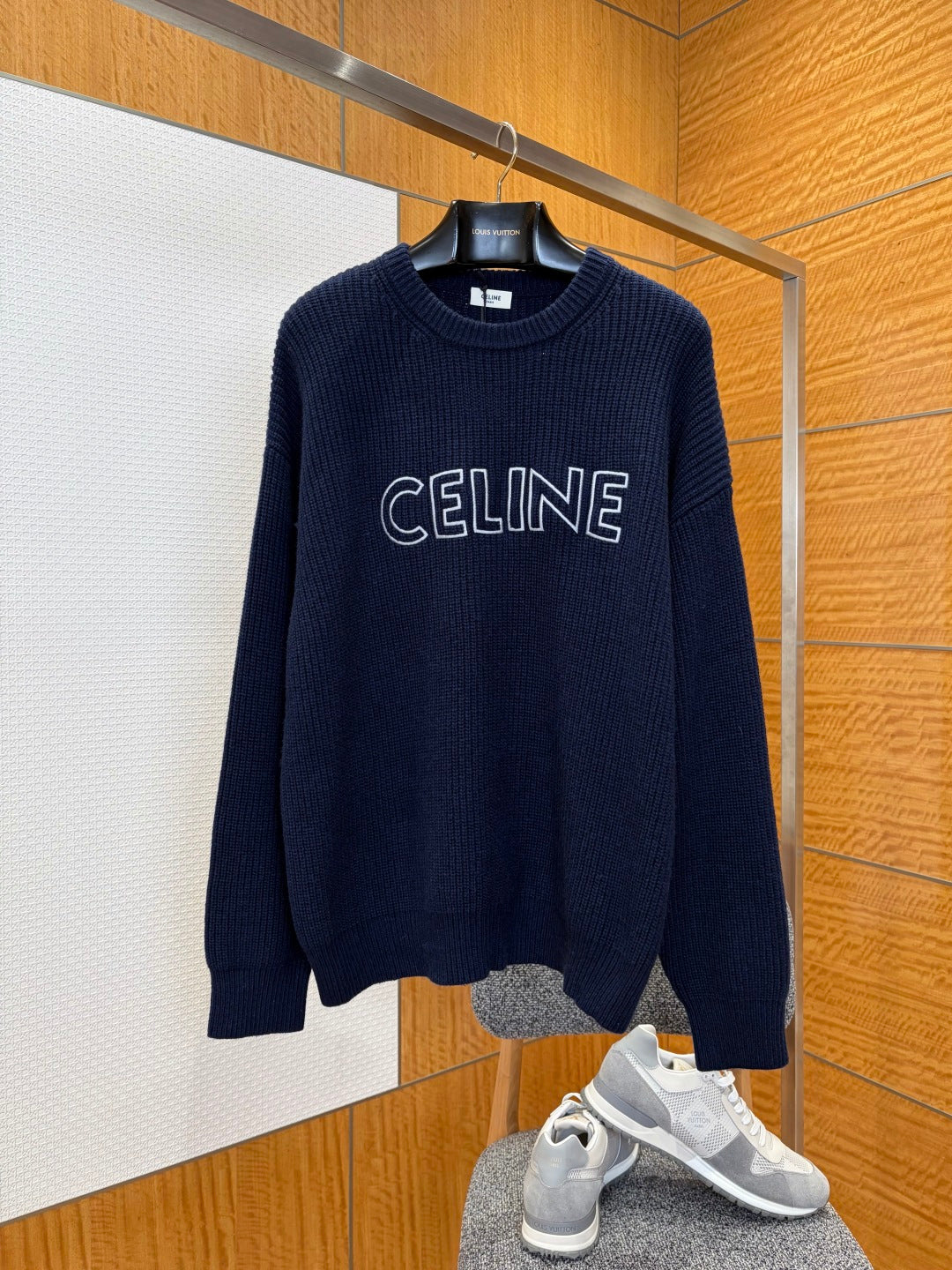 Celine Embroidery Waffle Knit Sweater