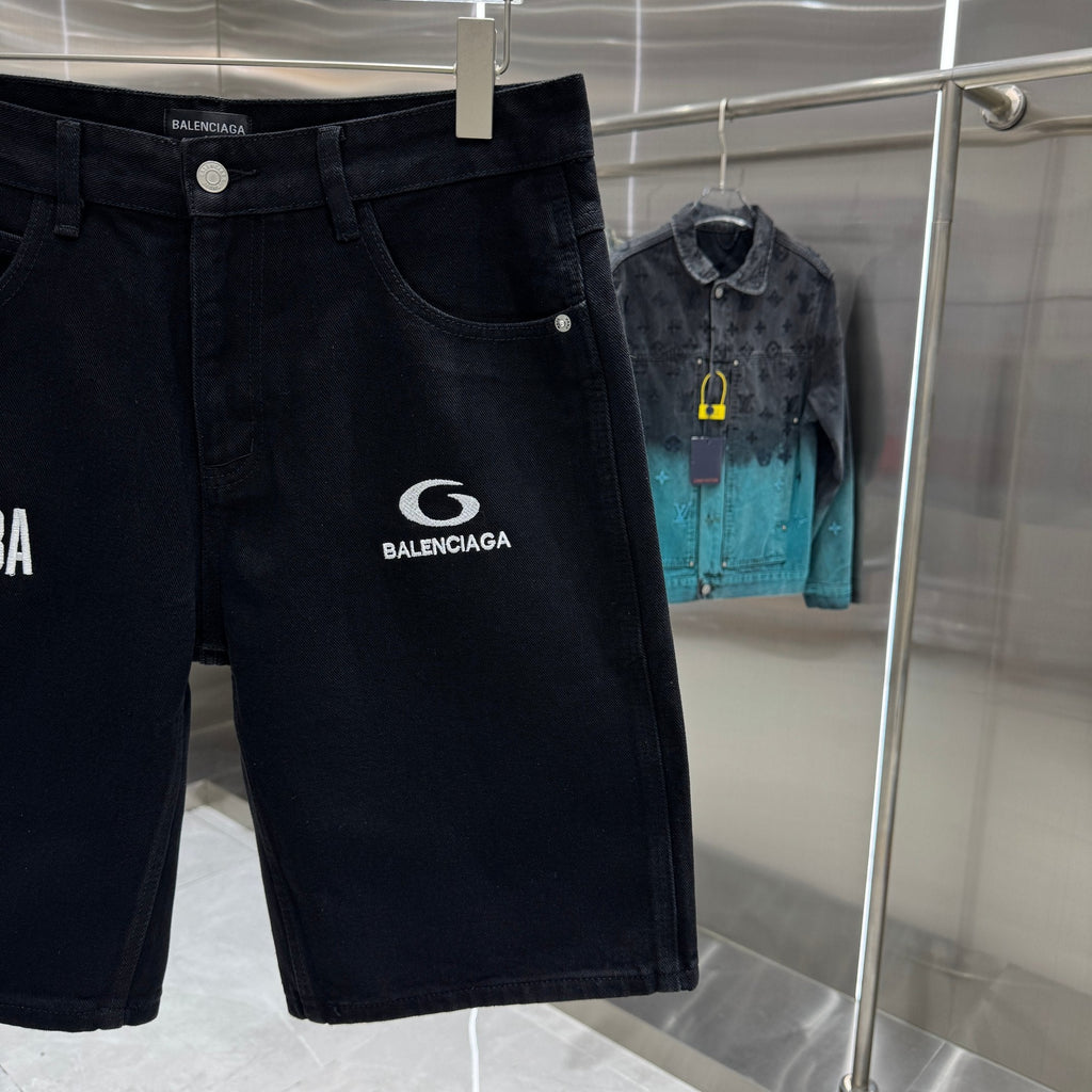 Balenciaga Embroidered Denim Shorts
