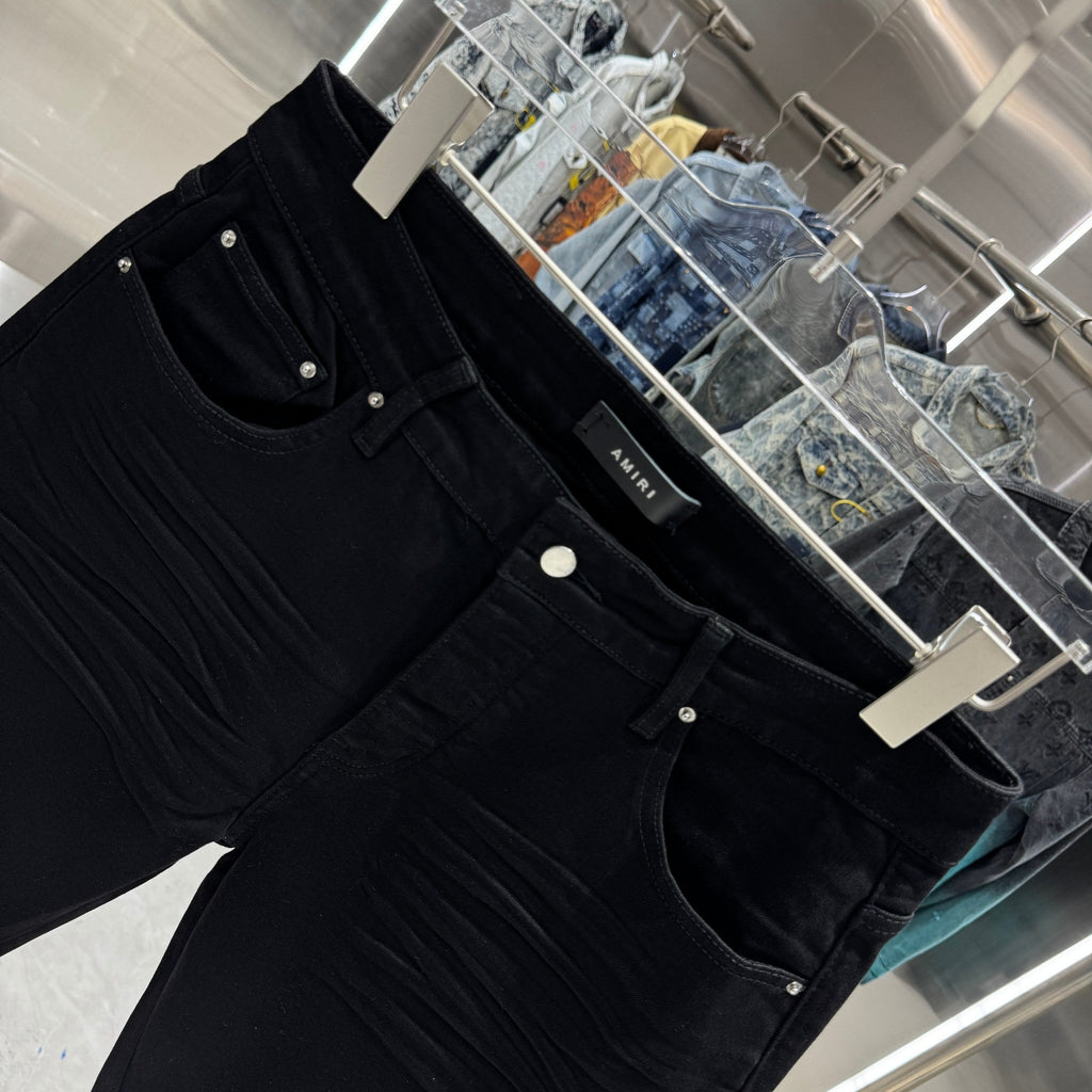 Amiri Letter Embroidered Denim Shirts