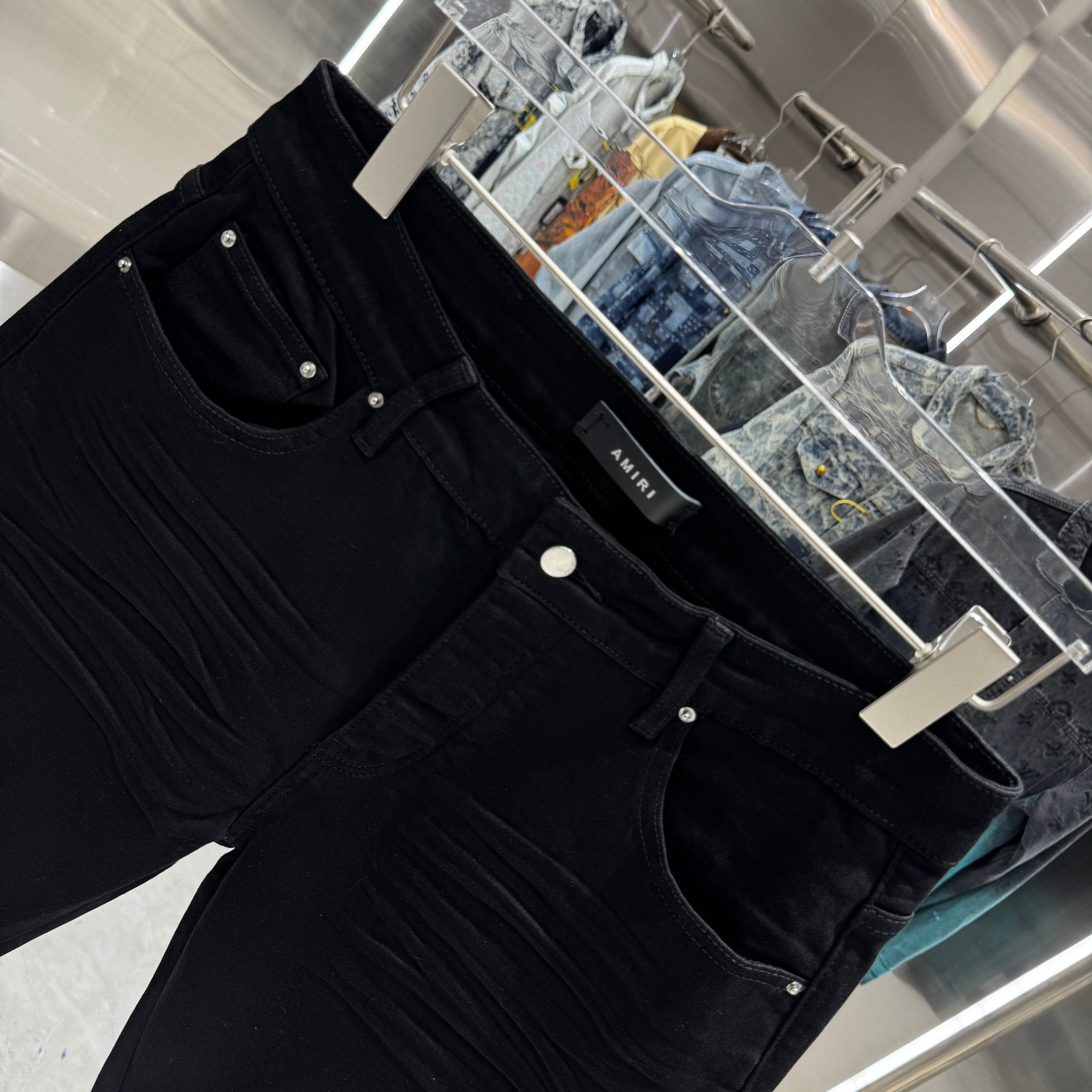 Amiri Letter Embroidered Denim Shirts