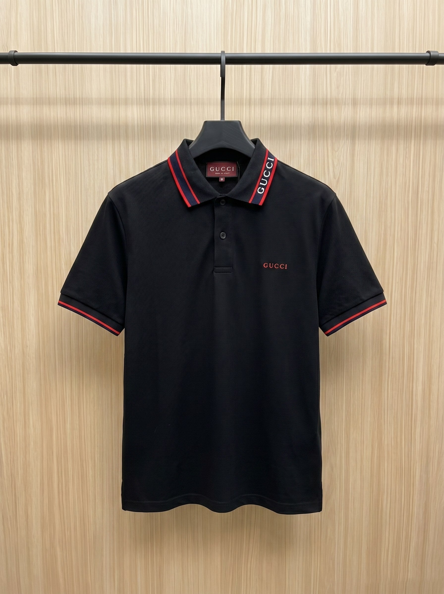 Gucci Embroidered Collar Polo Shirt