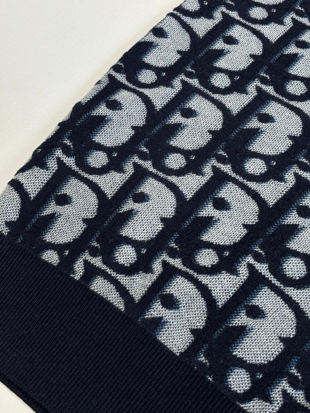 Dior Oulibe All-over Jacquard Wool Blend Knit Crew Neck Sweater