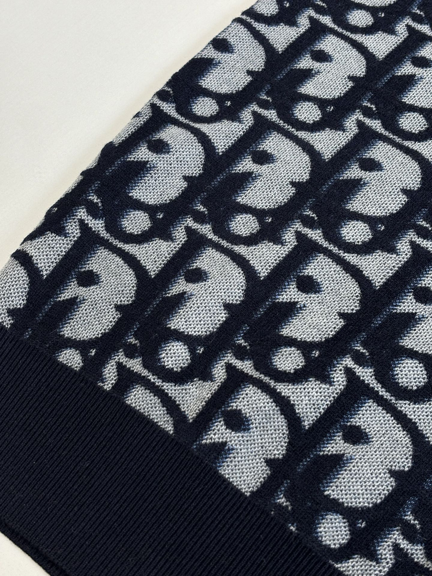 Dior Oulibe All-over Jacquard Wool Blend Knit Crew Neck Sweater