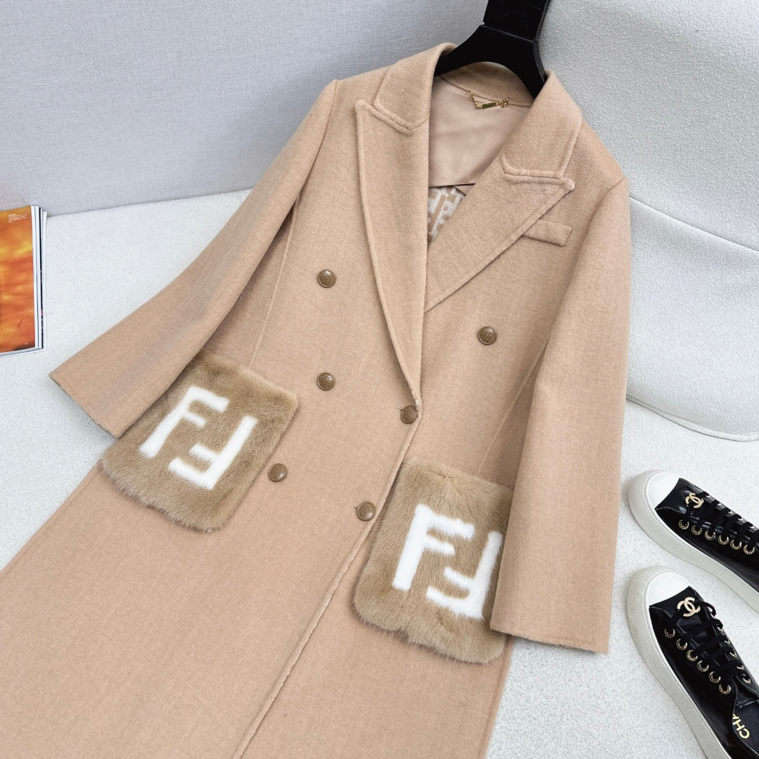 Women's Fendi Newest Mink Coat Double F Pocket