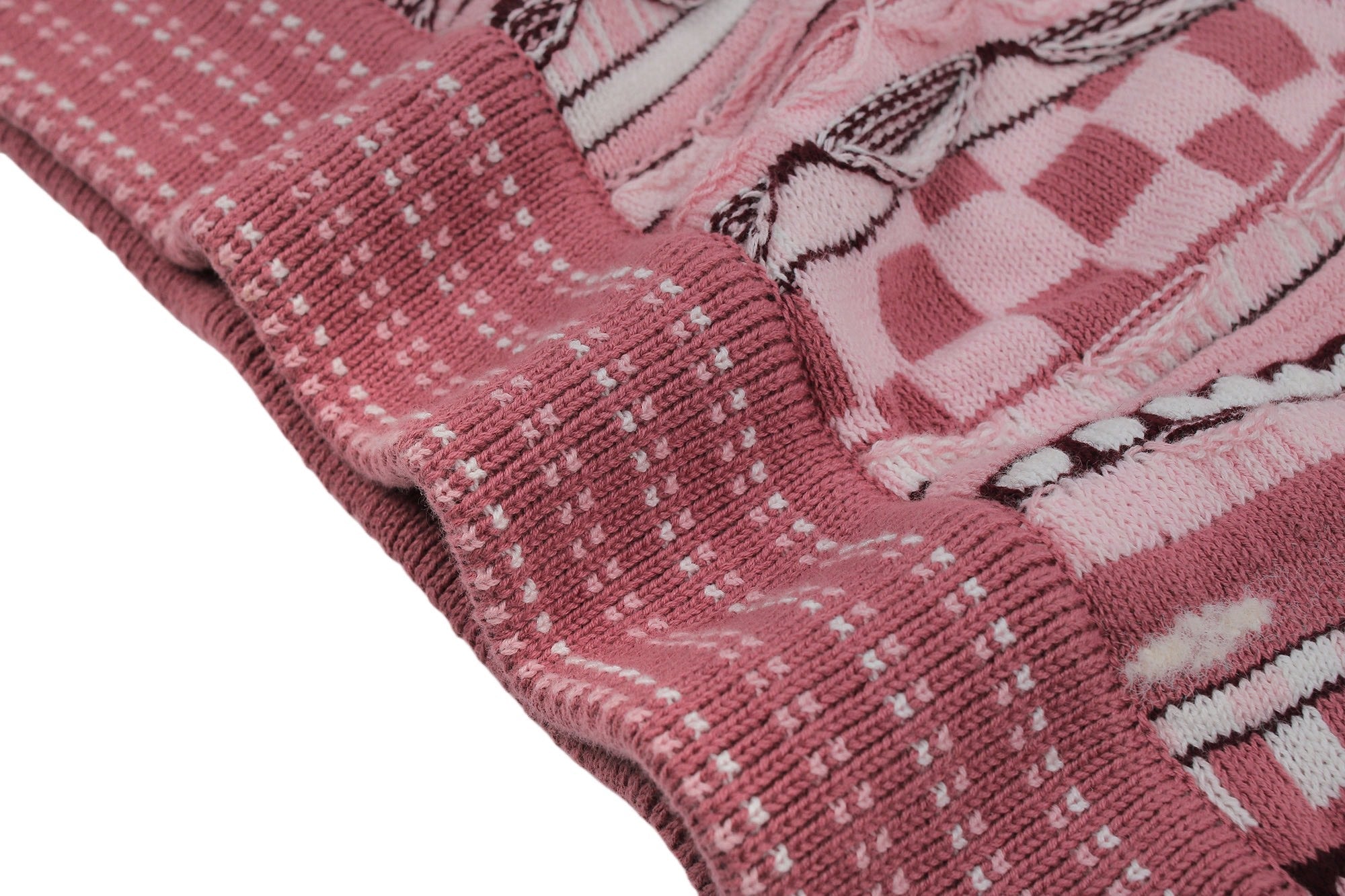 LV Nigo High-Neck Half-Zip Ethnic Style Sweater (Pink)