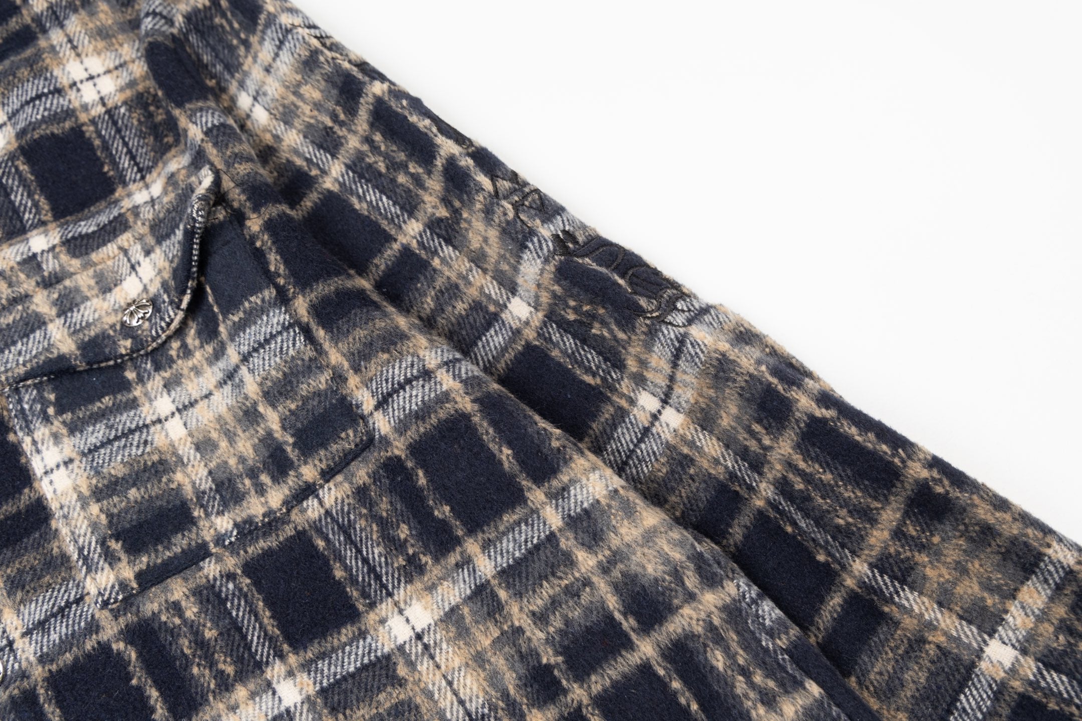 Chrome Heart leather label embroidered wool Shirt
