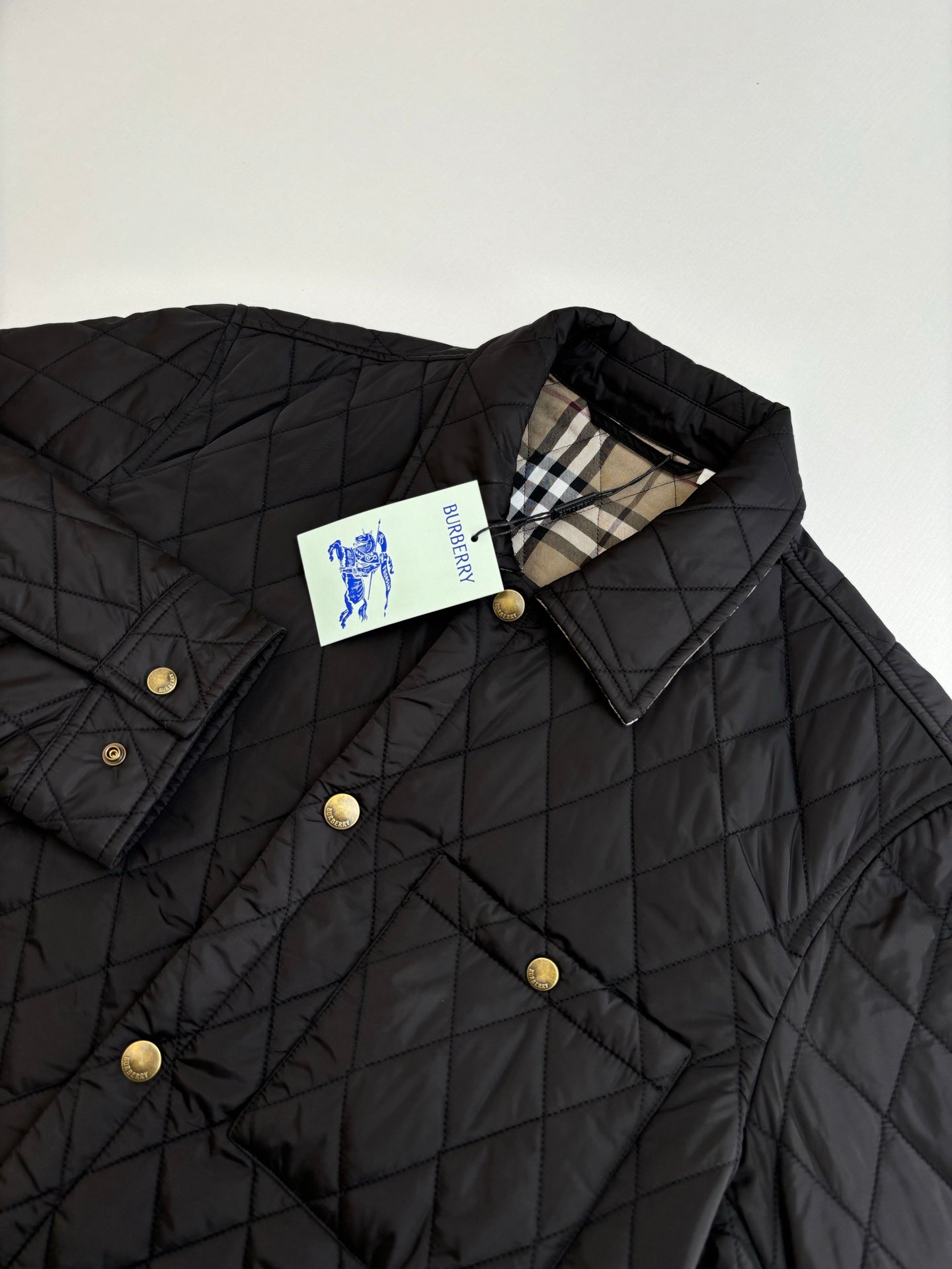 Burberry BB Quilted Nylon Brighton Shirt-Style Cotton Jacket