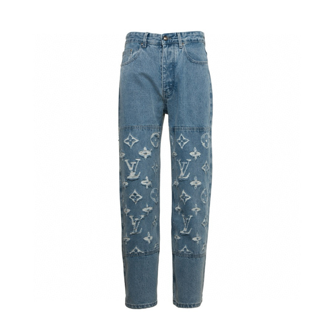 LV Washed Ripped Jeans