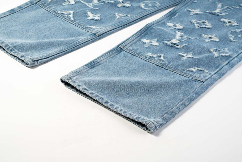 LV Washed Ripped Jeans