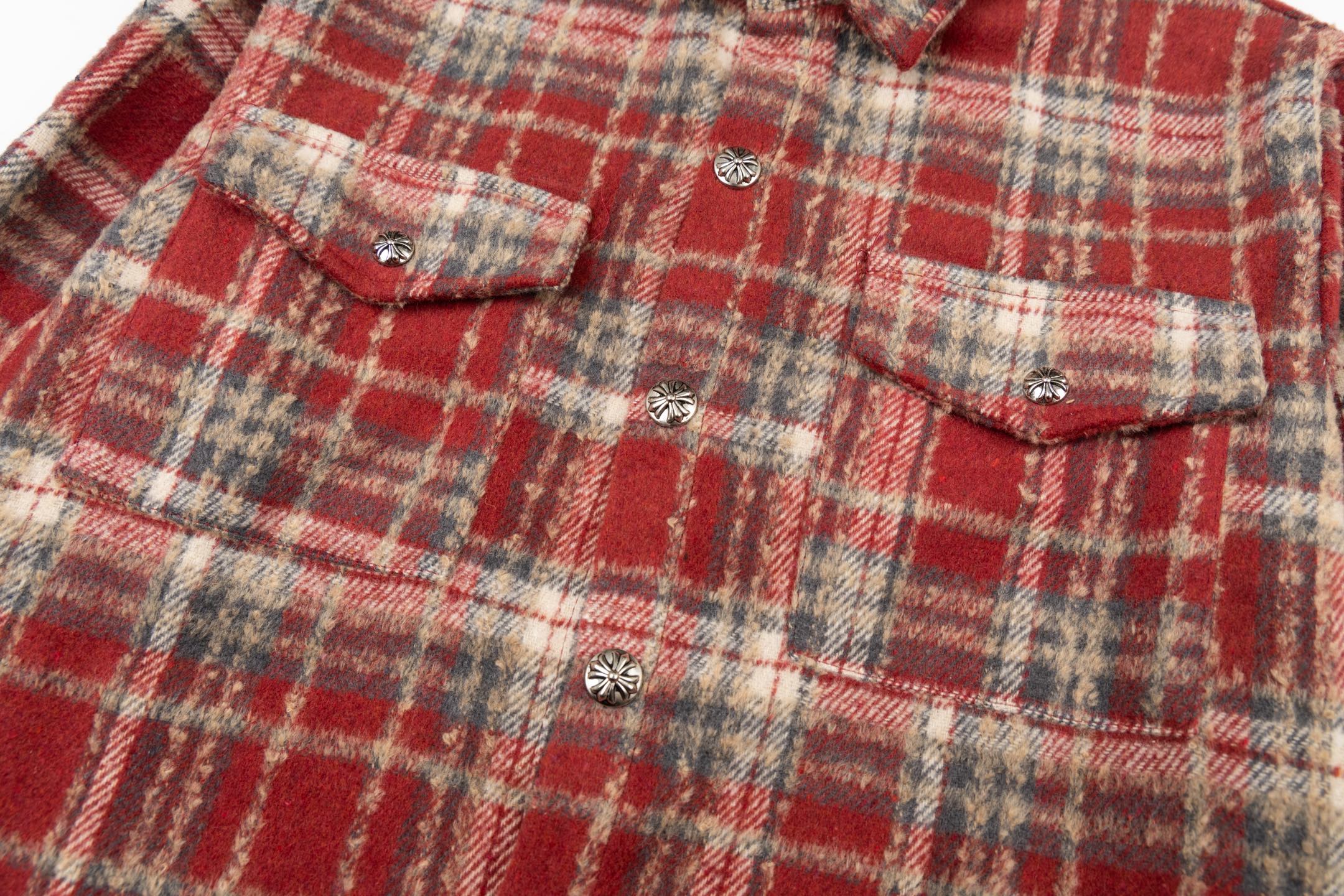 Chrome Heart leather label embroidered wool Shirt