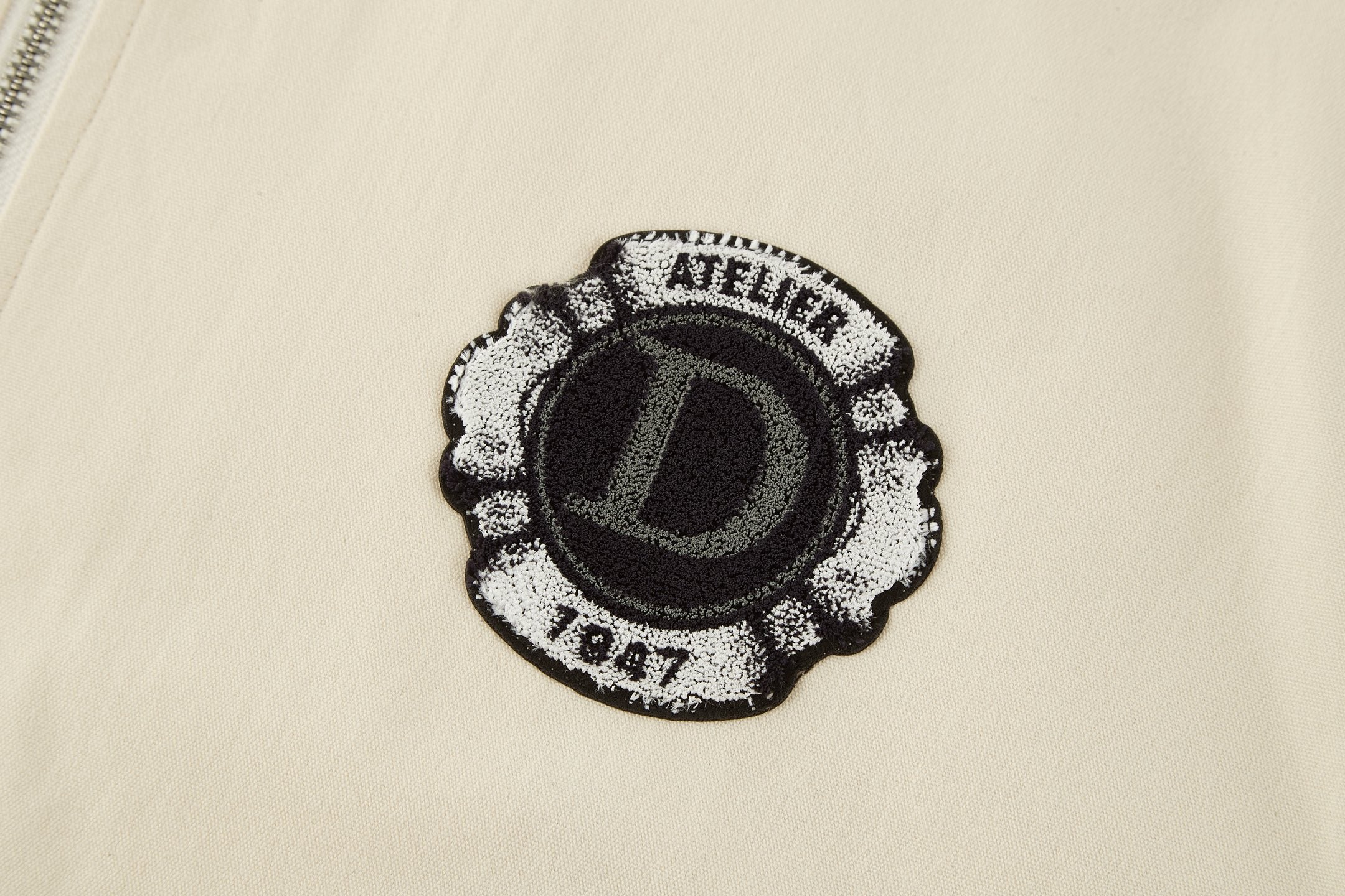 Dior Embriodered Baseball Jacket with Badge (Off-White)