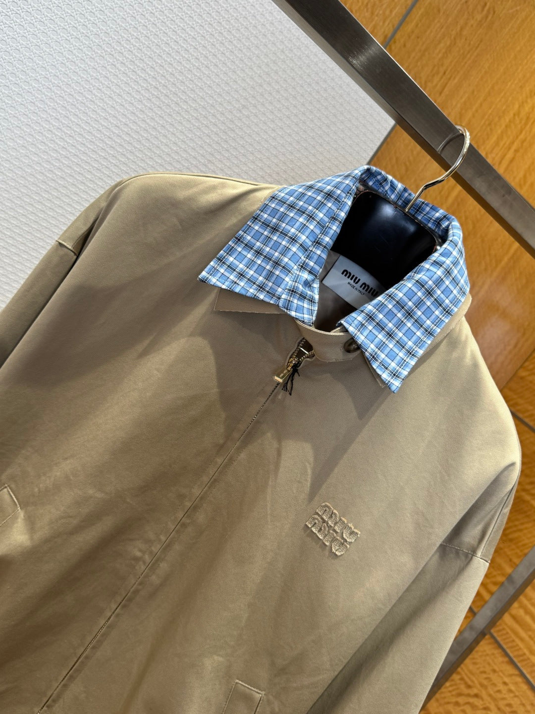 Miu Miu Plaid Embroidered Jacket