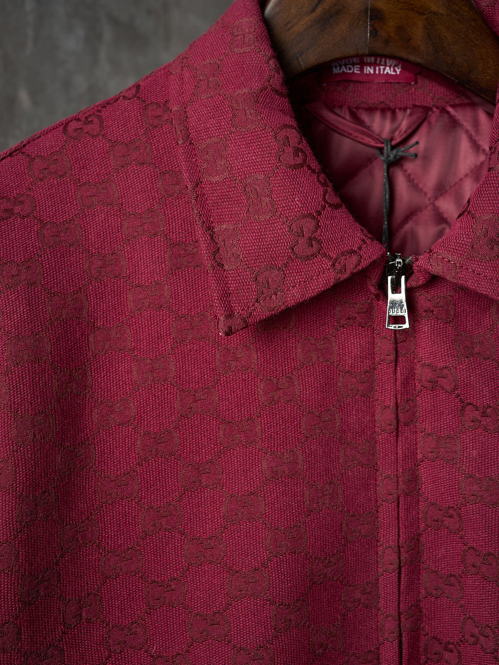 GG Jacquard Canvas Jacket with Chain Collar