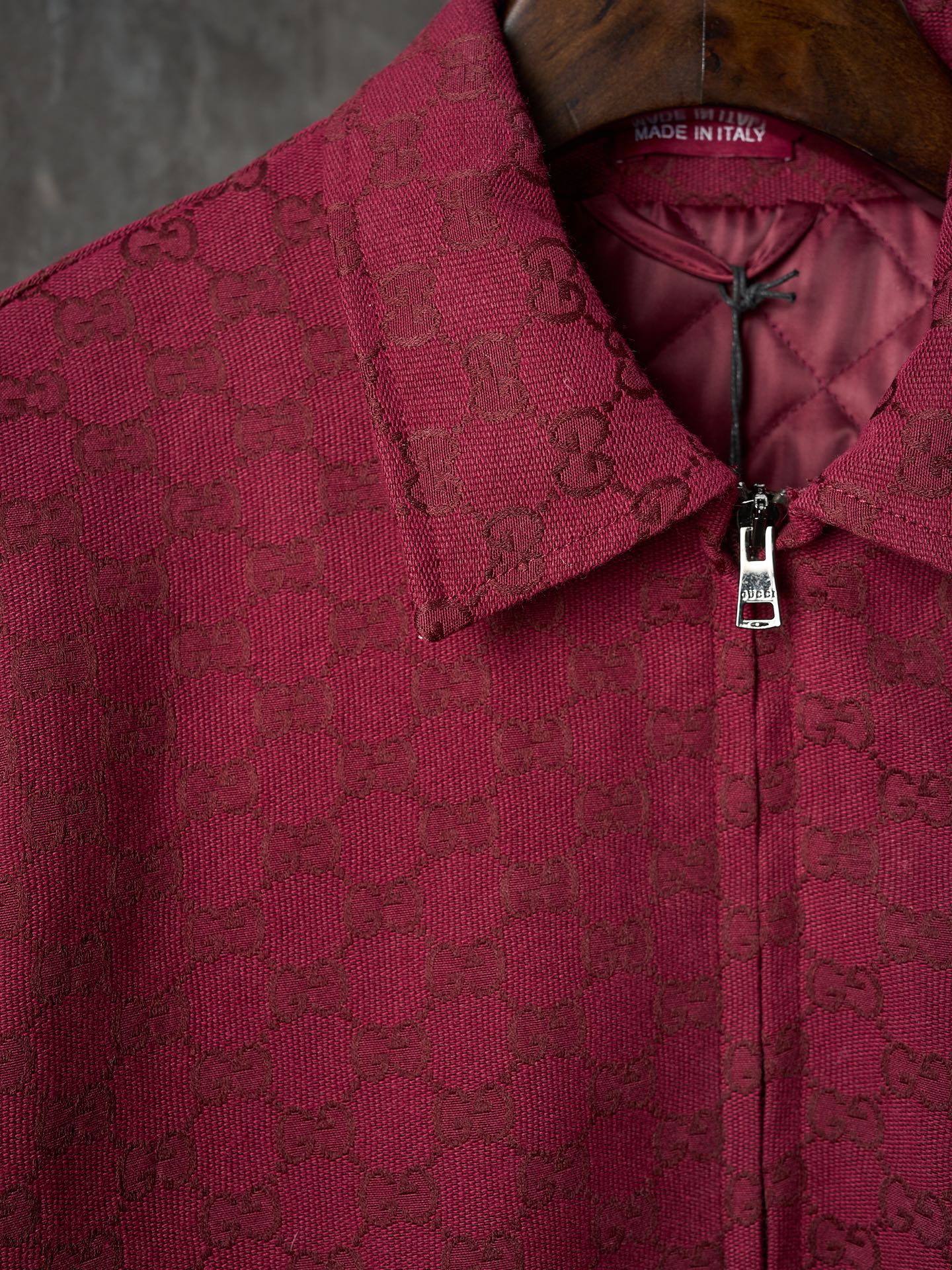 GG Jacquard Canvas Jacket with Chain Collar