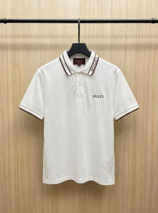 Gucci Embroidered Collar Polo Shirt
