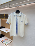LV Pocket Letter Color Block Embroidered Knit Short-Sleeve Shirt