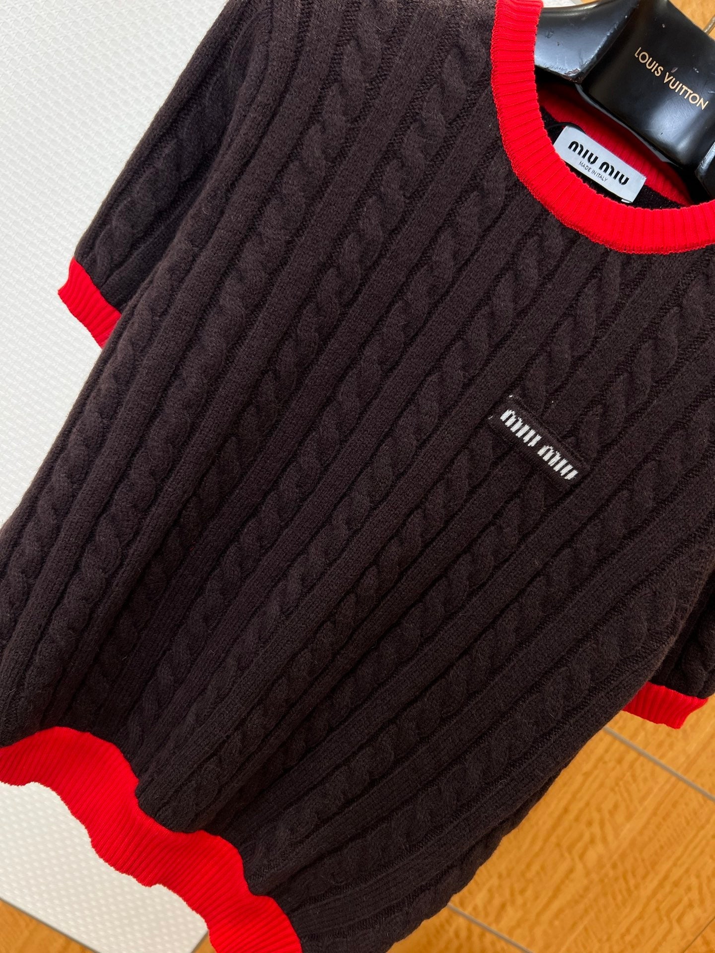 Miu Miu Knit Short-Sleeve Sweater