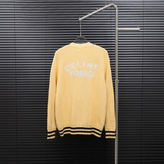 Celine Leather Logo Cardigan