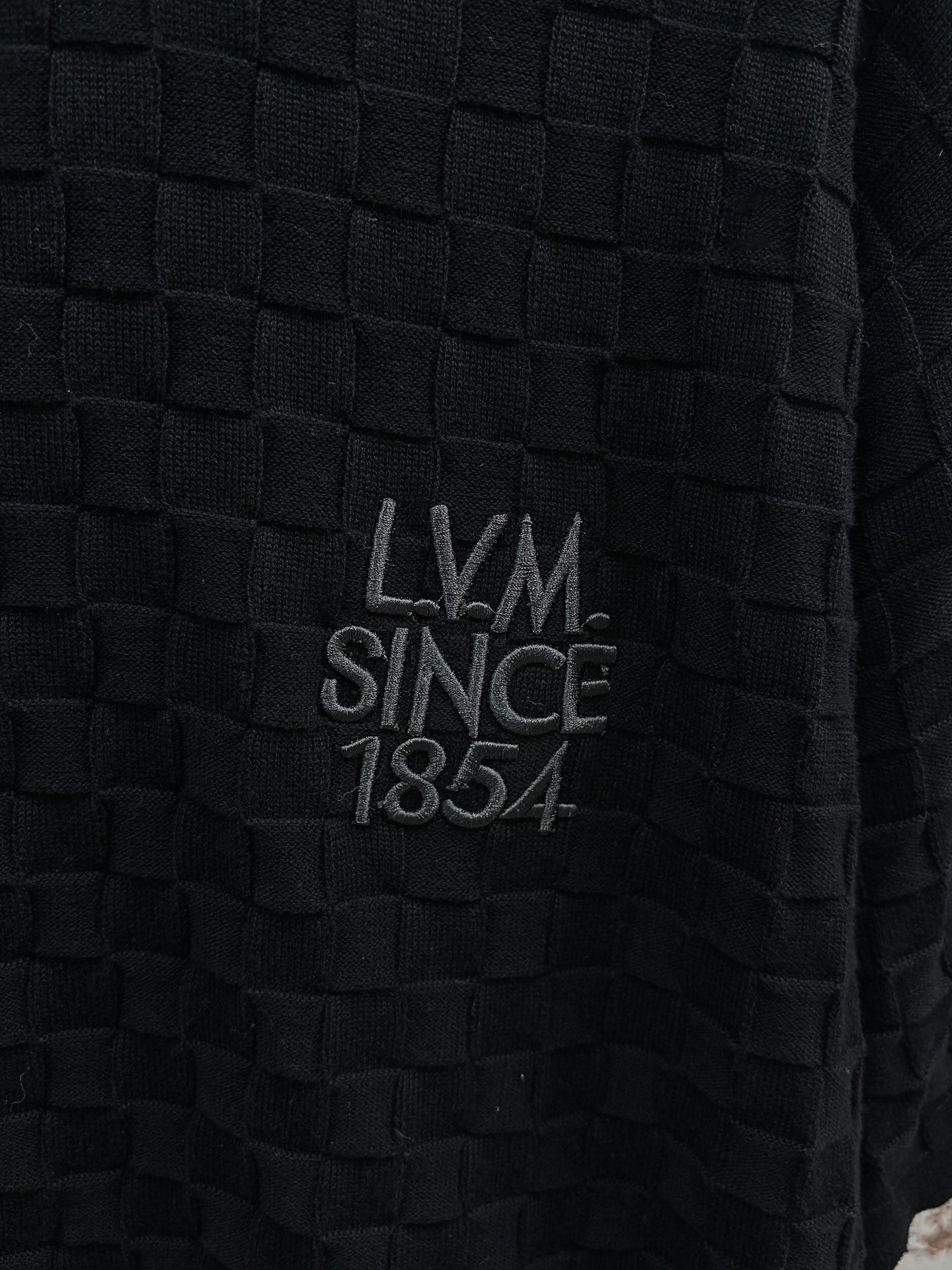 LV Black Jacquard Embroidered T-Shirt