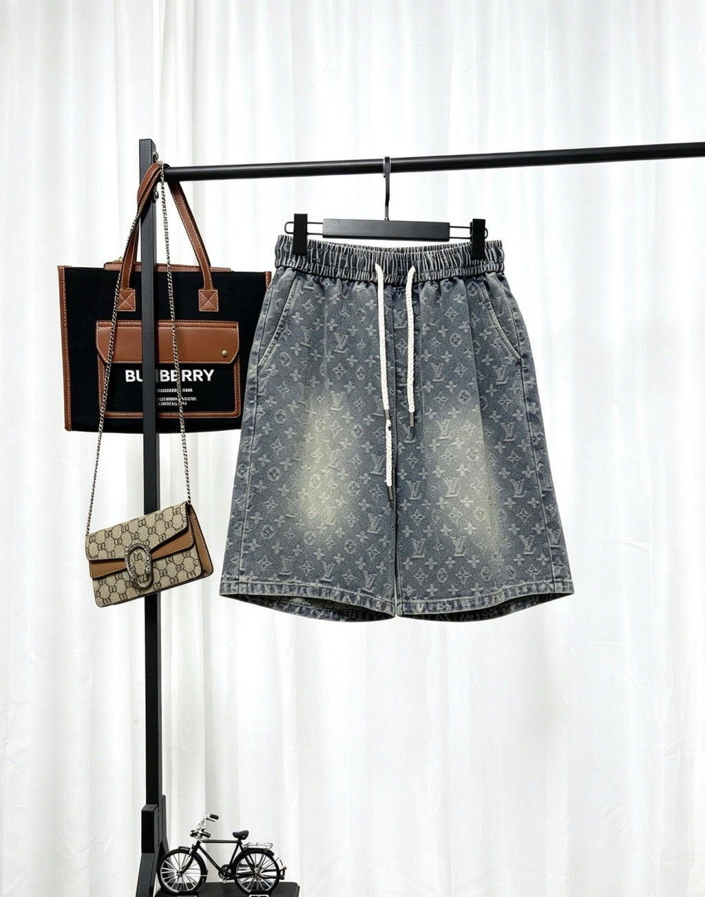 LV All-over Jacquard Denim Shorts
